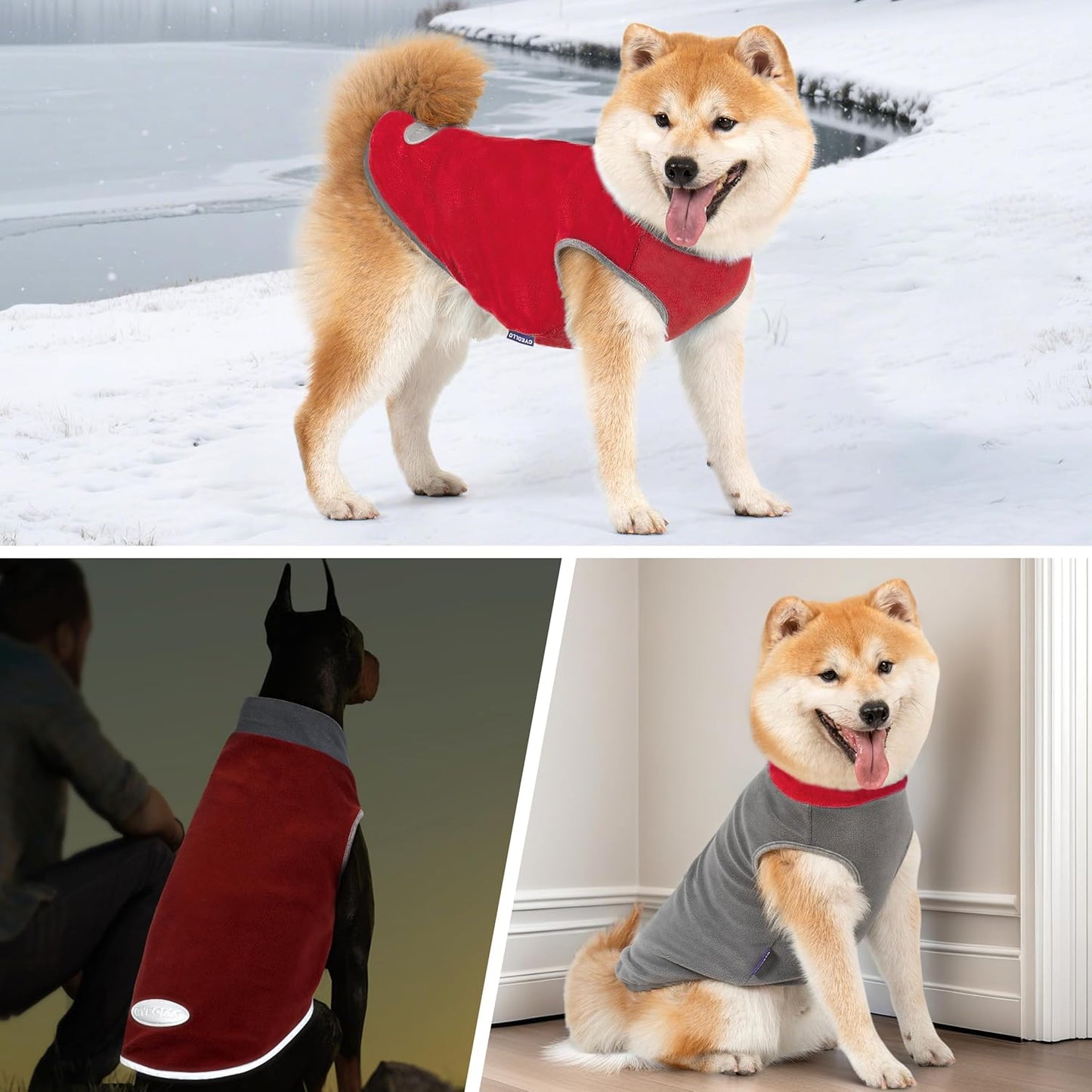 2 Pack Dog Sweatshirts Fleece Jacket with Reflective Stripe Pullover Stretchy Dog Sweater Soft Pet Clothes Lightweight Dog Sweaters for Small Dogs Turquoise & Grey